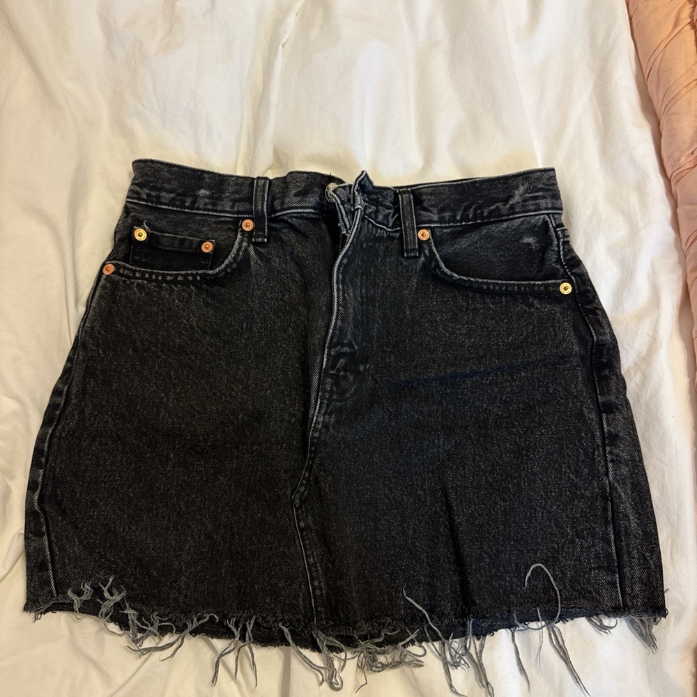 Mango Black Denim Skirt